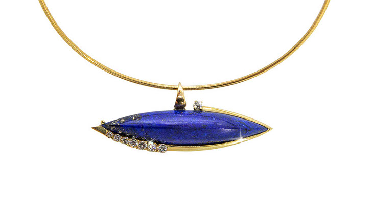 Lapislazuli & Brillant in 585/- Gold