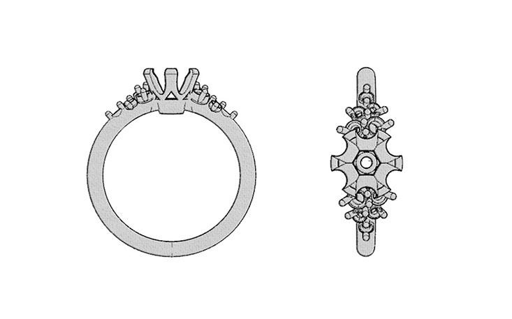 Handgefertigte Skizze eines Rings